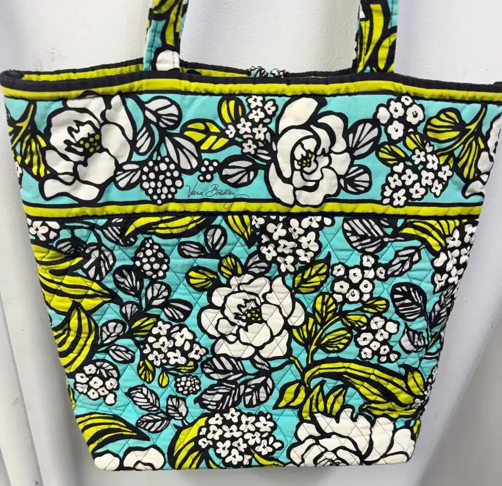 Vera Bradley Island Blooms Quilted Tote Bag with Toggle Closure